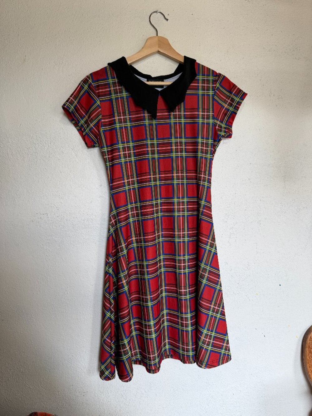 Plaid Dress with Scalloped Collar